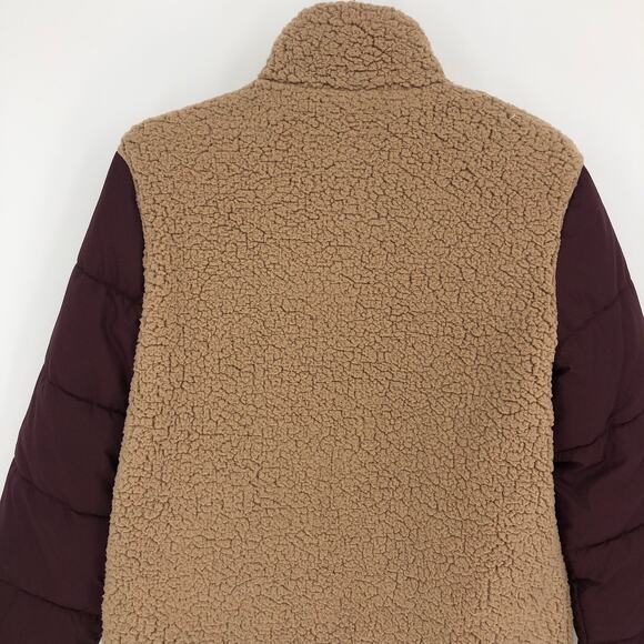 BASS OUTDOOR Womens Sherpa Puffer Jacket XS Tan Red Zip-up Quilted NWT - Picture 6 of 9